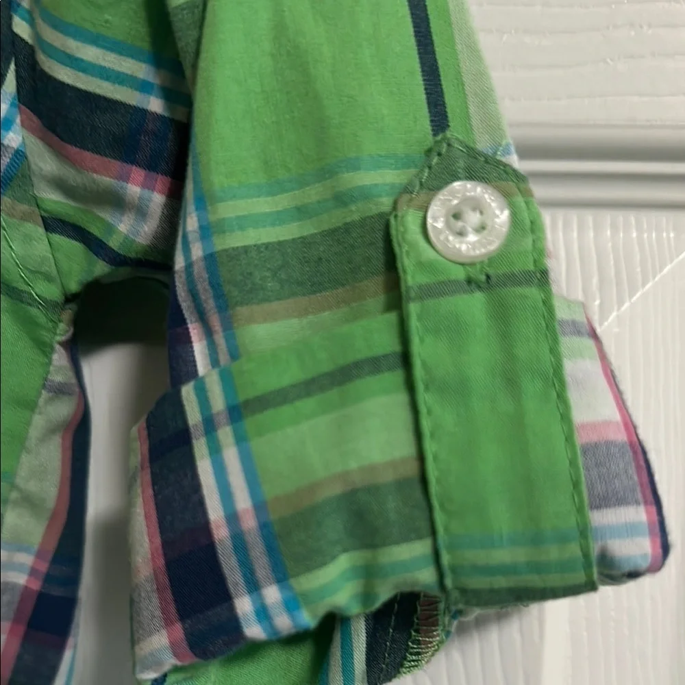 English Laundry Green and Blue Plaid Button Down Shirt - Picture 3 of 4